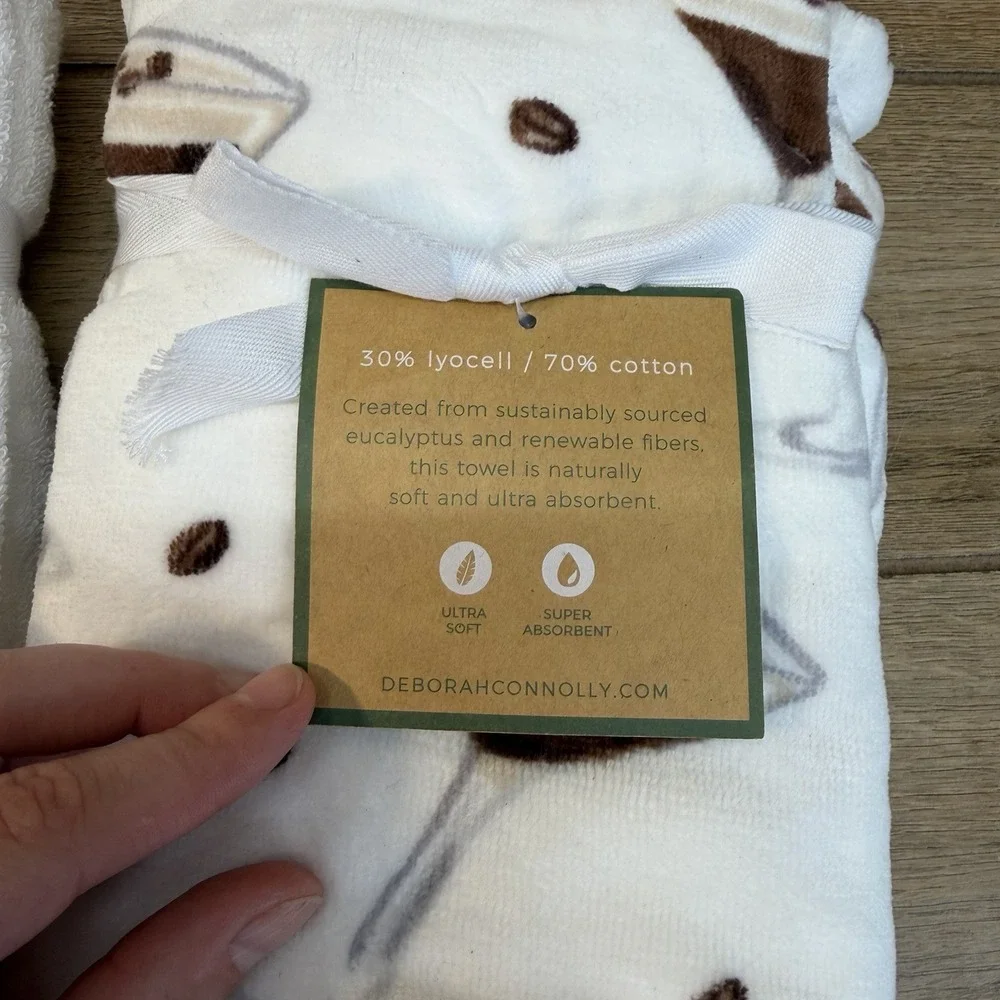 Deborah Connolly Designs Espresso Martini Hand Towel Set Of 4 White Embroidered